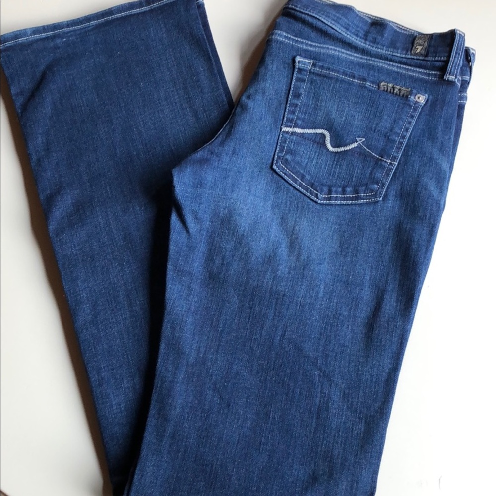 7 For All Mankind Women’s Boot Cut Jeans Dark Blue 30 Low Rise long 7FAMK